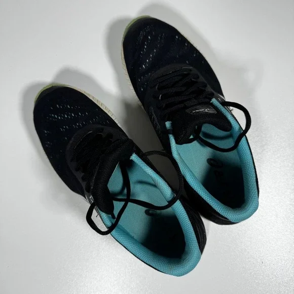 Asics fuzeX Lyte Running Shoes Sneakers Black Teal 7 38 W Athletic Workout Gym - Picture 7 of 9